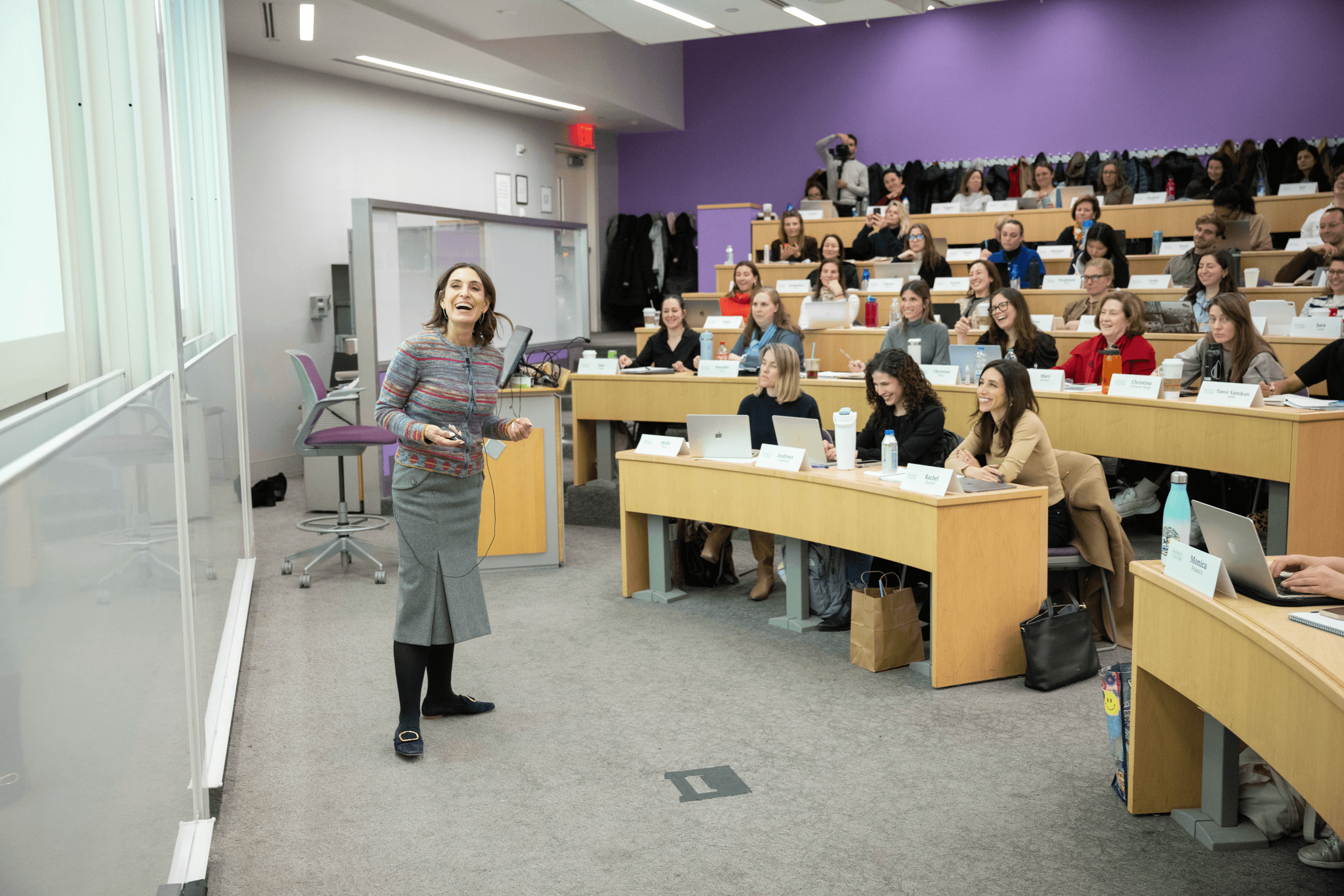 Suzy Welch teaching a classroom of students at an Intensive session in New York City.